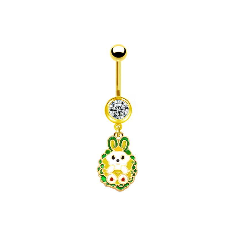 1 Piece Belly Rings Sweet Pastoral Water Droplets Rose Flower Stainless Steel Alloy Inlay Acrylic Rhinestones Glass White Gold Plated Gold Plated display picture 6