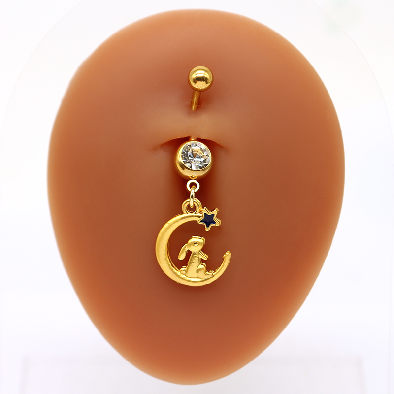 1 Piece Belly Rings Sweet Pastoral Water Droplets Rose Flower Stainless Steel Alloy Inlay Acrylic Rhinestones Glass White Gold Plated Gold Plated display picture 13
