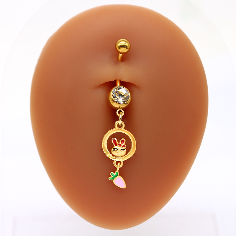 1 Piece Belly Rings Sweet Pastoral Water Droplets Rose Flower Stainless Steel Alloy Inlay Acrylic Rhinestones Glass White Gold Plated Gold Plated display picture 14