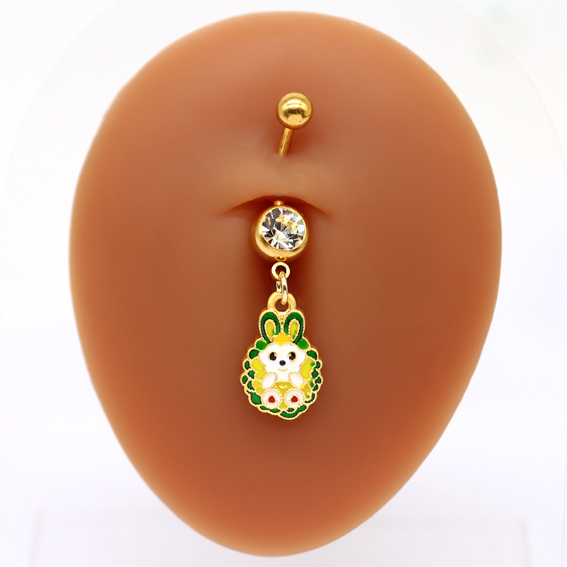 1 Piece Belly Rings Sweet Pastoral Water Droplets Rose Flower Stainless Steel Alloy Inlay Acrylic Rhinestones Glass White Gold Plated Gold Plated display picture 17