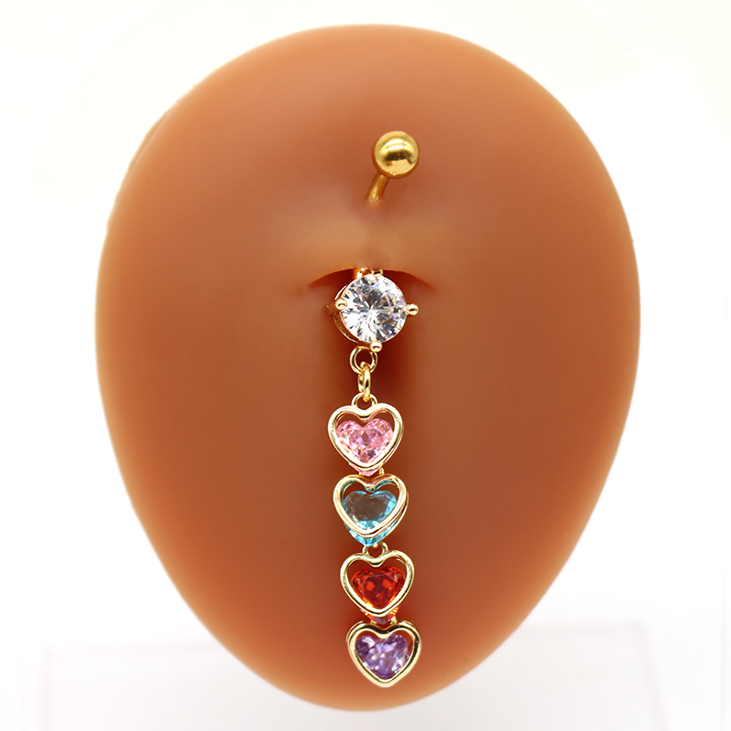 1 Piece Belly Rings IG Style Simple Style Heart Shape Butterfly 316 Stainless Steel  Alloy Hollow Out Inlay Acrylic Rhinestones Glass White Gold Plated Gold Plated display picture 3