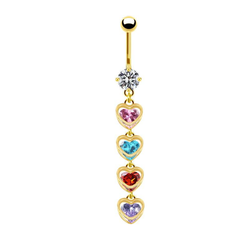 1 Piece Belly Rings IG Style Simple Style Heart Shape Butterfly 316 Stainless Steel  Alloy Hollow Out Inlay Acrylic Rhinestones Glass White Gold Plated Gold Plated display picture 9