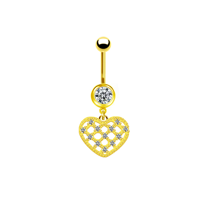 1 Piece Belly Rings IG Style Simple Style Heart Shape Butterfly 316 Stainless Steel  Alloy Hollow Out Inlay Acrylic Rhinestones Glass White Gold Plated Gold Plated display picture 8