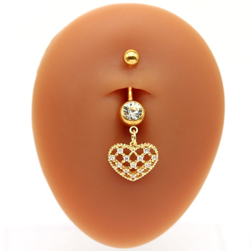1 Piece Belly Rings IG Style Simple Style Heart Shape Butterfly 316 Stainless Steel  Alloy Hollow Out Inlay Acrylic Rhinestones Glass White Gold Plated Gold Plated display picture 19