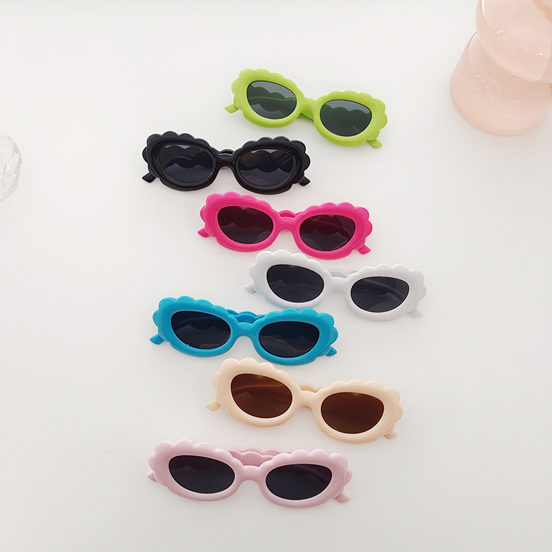 Sweet Solid Color Pc Resin Oval Frame Full Frame Kids Sunglasses display picture 1