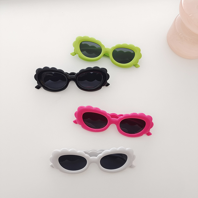 Sweet Solid Color Pc Resin Oval Frame Full Frame Kids Sunglasses display picture 3