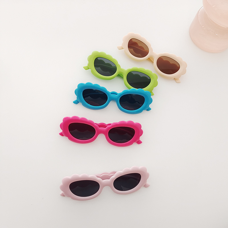 Sweet Solid Color Pc Resin Oval Frame Full Frame Kids Sunglasses display picture 2
