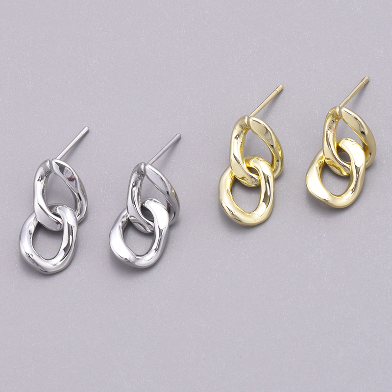 1 Pair Casual Simple Style Chain Copper White Gold Plated Drop Earrings display picture 2