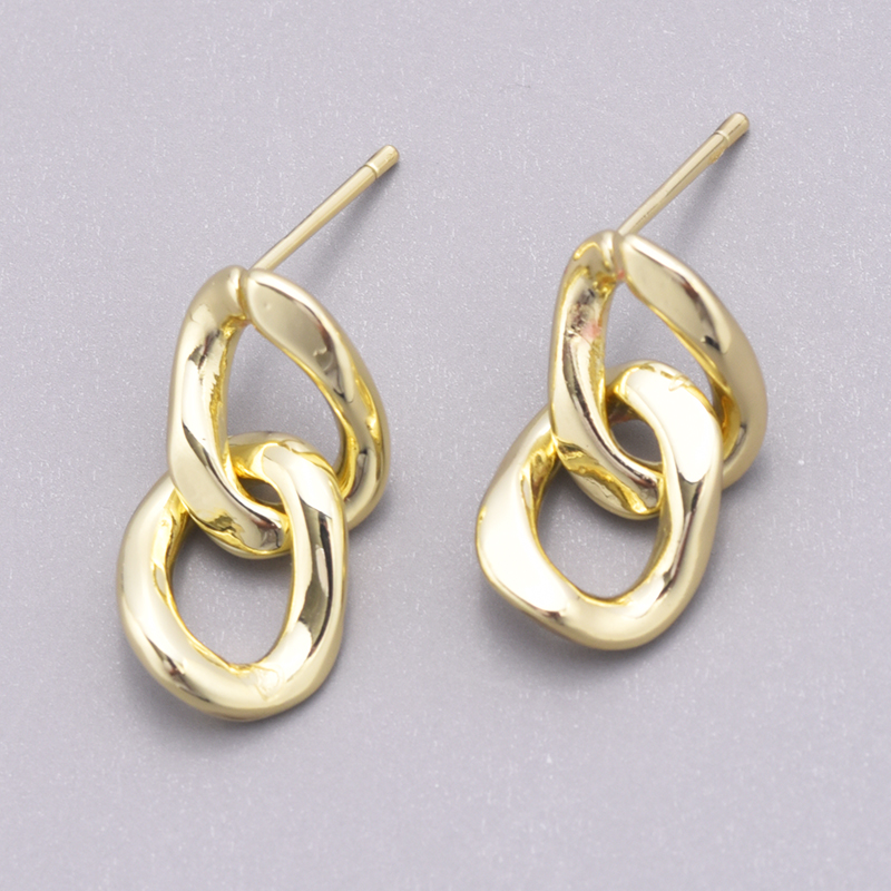 1 Pair Casual Simple Style Chain Copper White Gold Plated Drop Earrings display picture 4