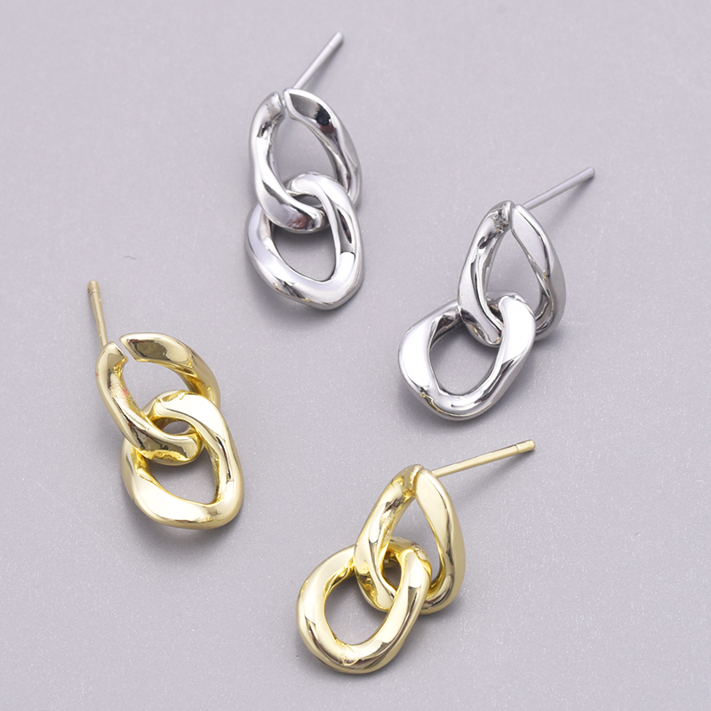 1 Pair Casual Simple Style Chain Copper White Gold Plated Drop Earrings display picture 3