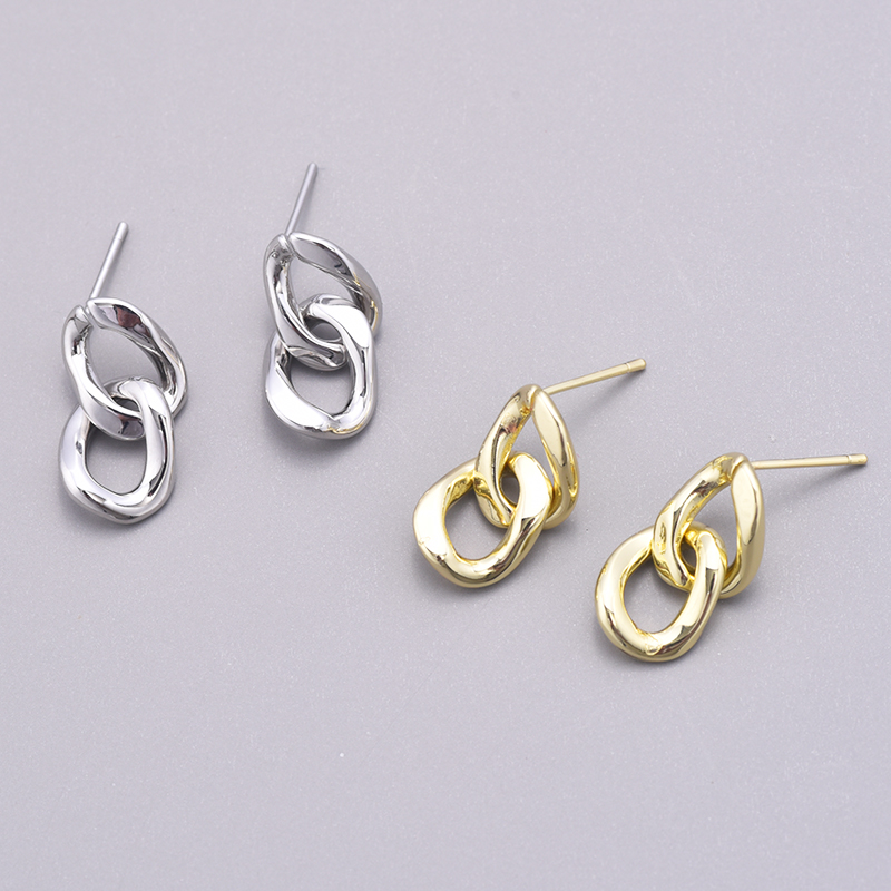 1 Pair Casual Simple Style Chain Copper White Gold Plated Drop Earrings display picture 5