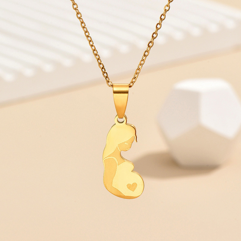 Casual Human Stainless Steel Alloy Plating Mother'S Day Women's Pendant Necklace display picture 1
