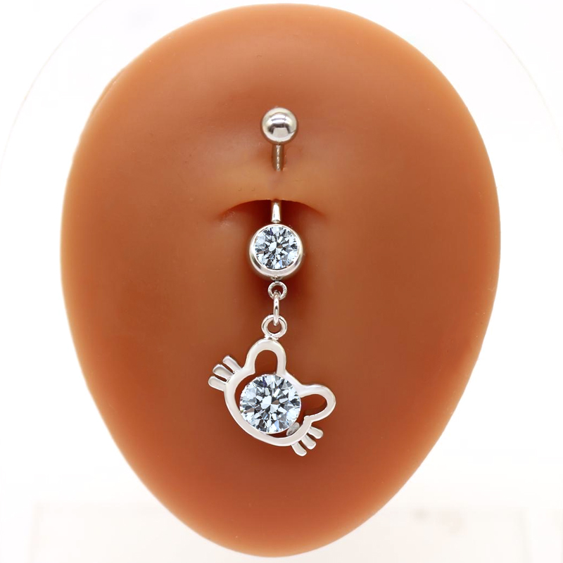 1 Piece Belly Rings Elegant Cute Shiny Rabbit Peacock Cat Stainless Steel Copper Hollow Out Inlay Rhinestones Zircon White Gold Plated Gold Plated display picture 7
