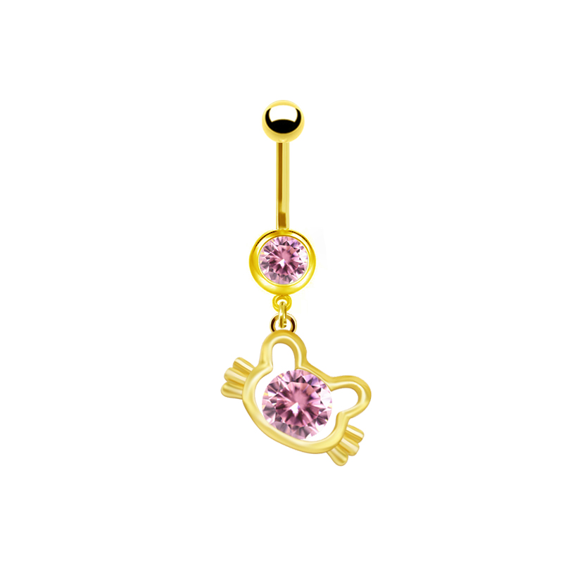 1 Piece Belly Rings Elegant Cute Shiny Rabbit Peacock Cat Stainless Steel Copper Hollow Out Inlay Rhinestones Zircon White Gold Plated Gold Plated display picture 5