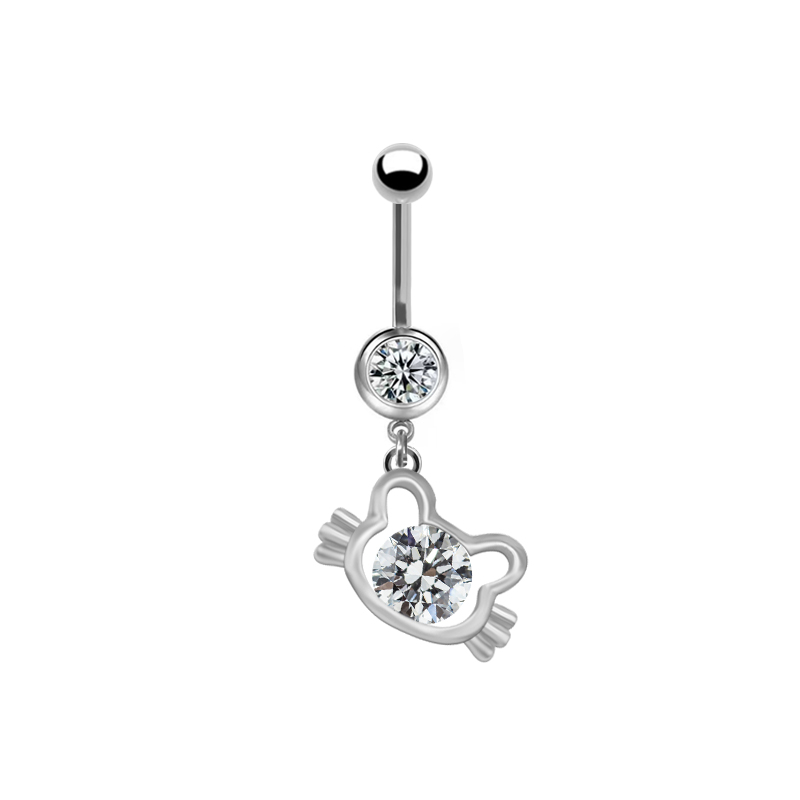 1 Piece Belly Rings Elegant Cute Shiny Rabbit Peacock Cat Stainless Steel Copper Hollow Out Inlay Rhinestones Zircon White Gold Plated Gold Plated display picture 2