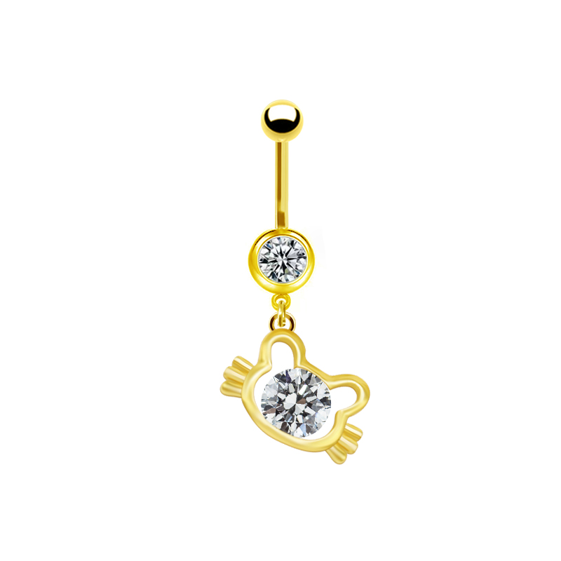 1 Piece Belly Rings Elegant Cute Shiny Rabbit Peacock Cat Stainless Steel Copper Hollow Out Inlay Rhinestones Zircon White Gold Plated Gold Plated display picture 6