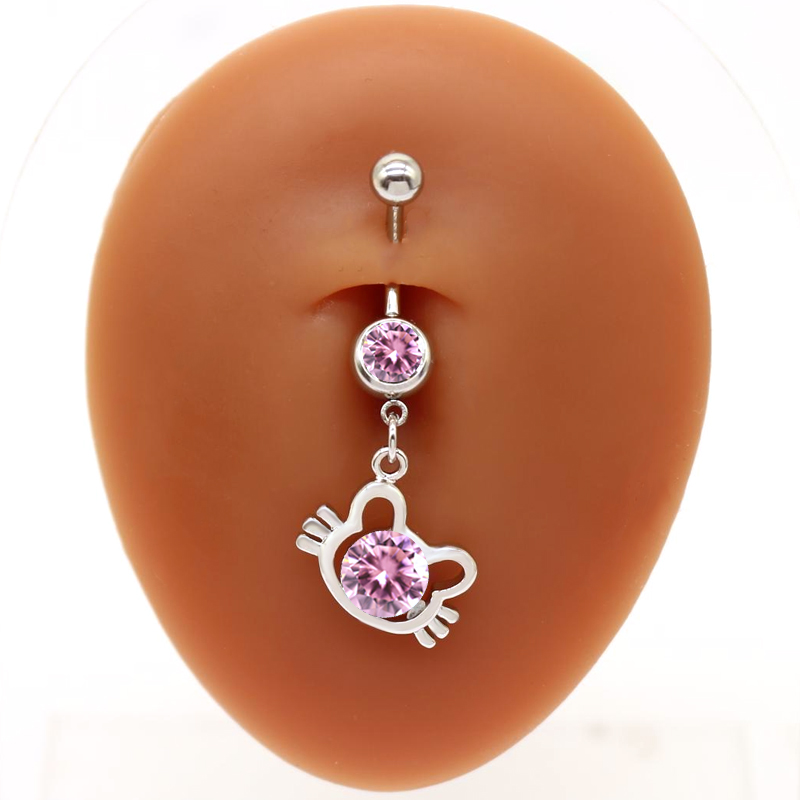 1 Piece Belly Rings Elegant Cute Shiny Rabbit Peacock Cat Stainless Steel Copper Hollow Out Inlay Rhinestones Zircon White Gold Plated Gold Plated display picture 14