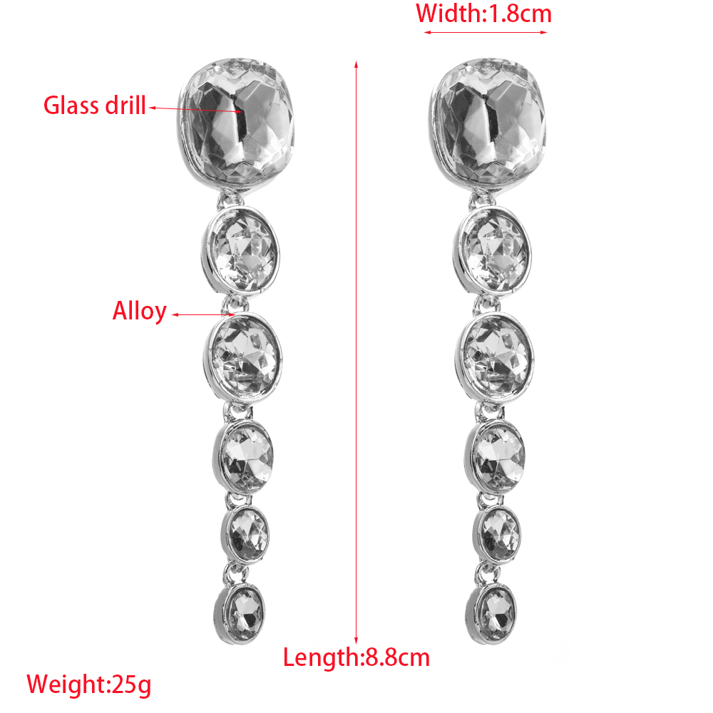 1 Pair Elegant Simple Style Geometric Inlay Alloy Rhinestones Glass Silver Plated Drop Earrings display picture 1