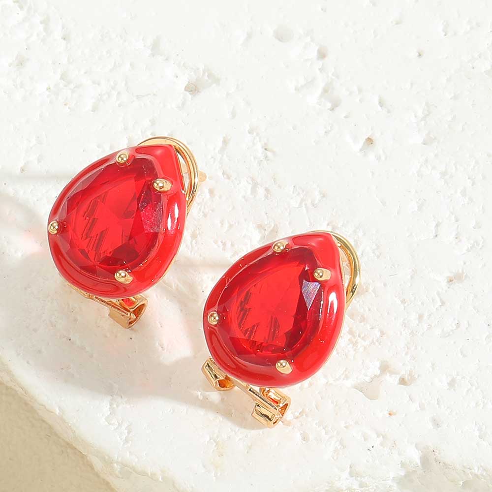 1 Pair Vintage Style Simple Style Commute Round Water Droplets Enamel Inlay Copper Acrylic Pearl Zircon 14K Gold Plated Ear Studs display picture 2