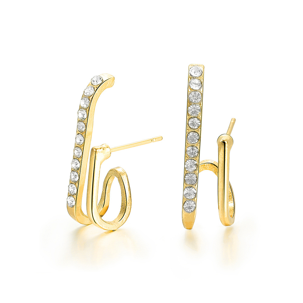 1 Pair IG Style Luxurious Irregular Inlay Alloy Diamond Ear Studs display picture 1