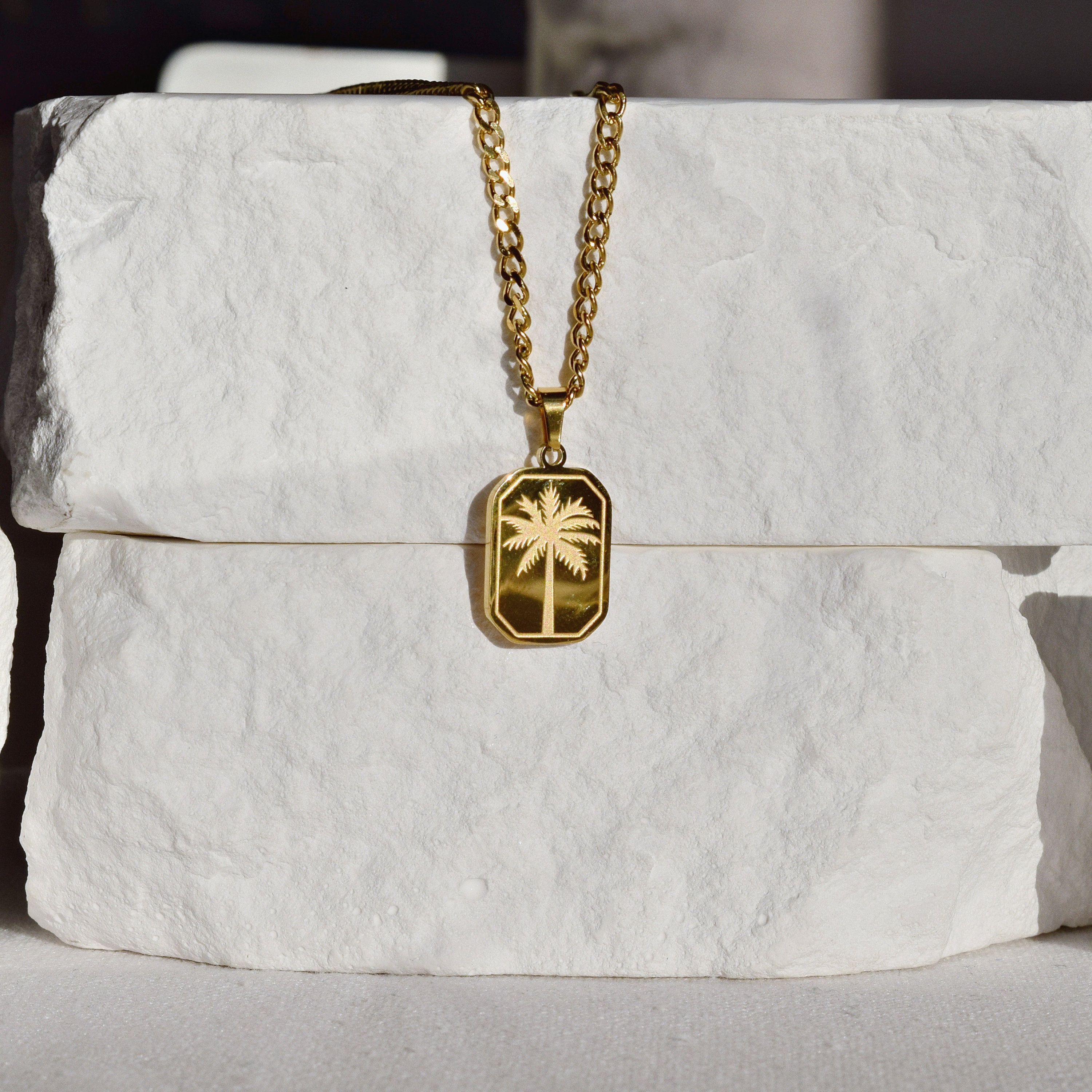 Style Simple Cocotier Rectangle Acier Inoxydable 201 Acier Inoxydable 304 Plaqué Or Hommes Pendentif display picture 2