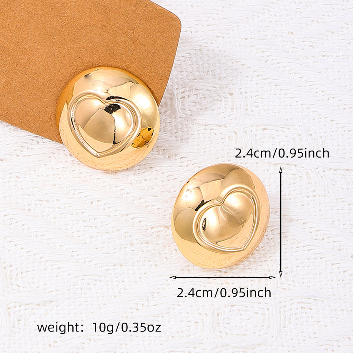 1 Pair Simple Style Round Heart Shape Alloy Ear Studs display picture 3