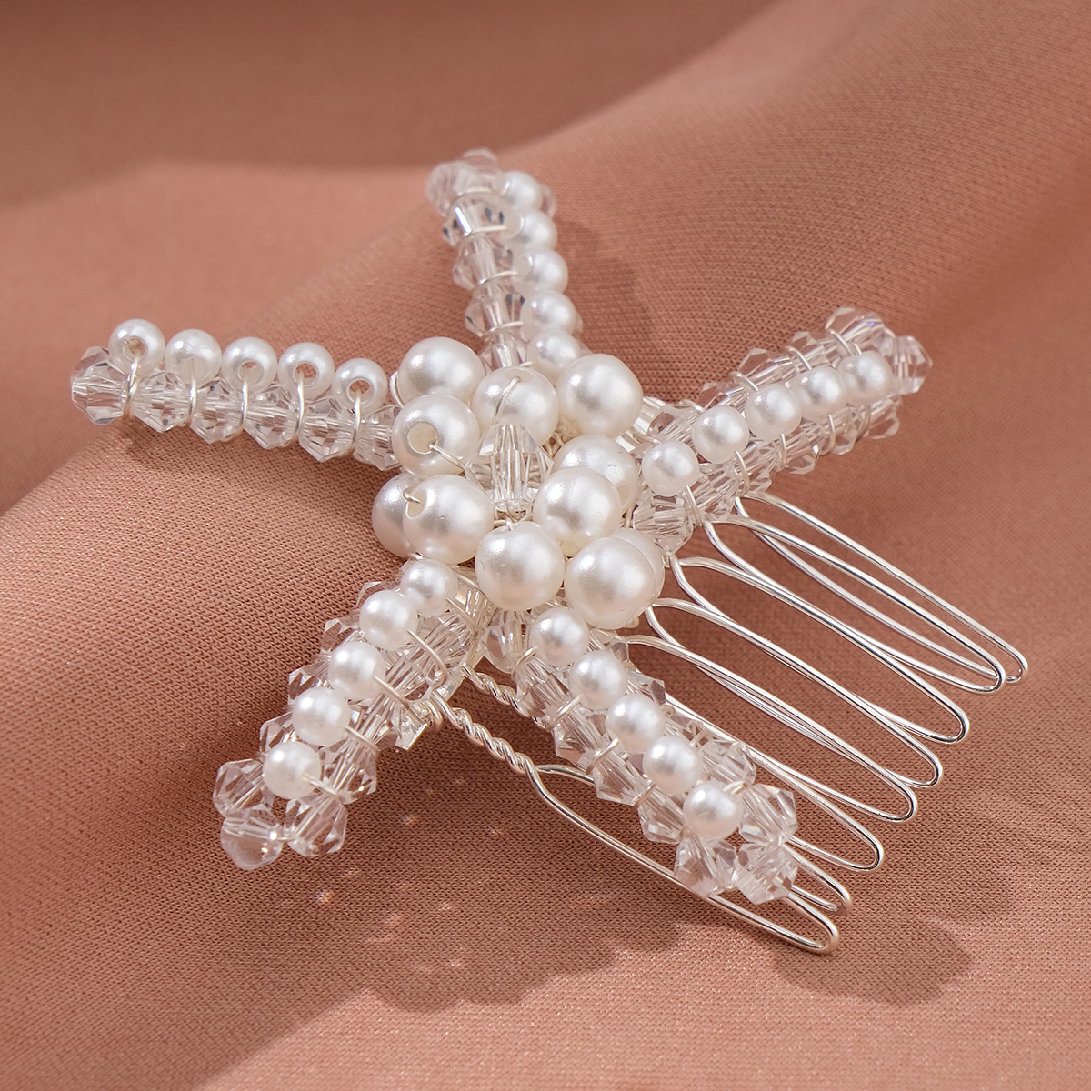 Frau Hochzeit Handgemacht Strand Seestern Imitationsperle Perlen Kamm Einsetzen display picture 1
