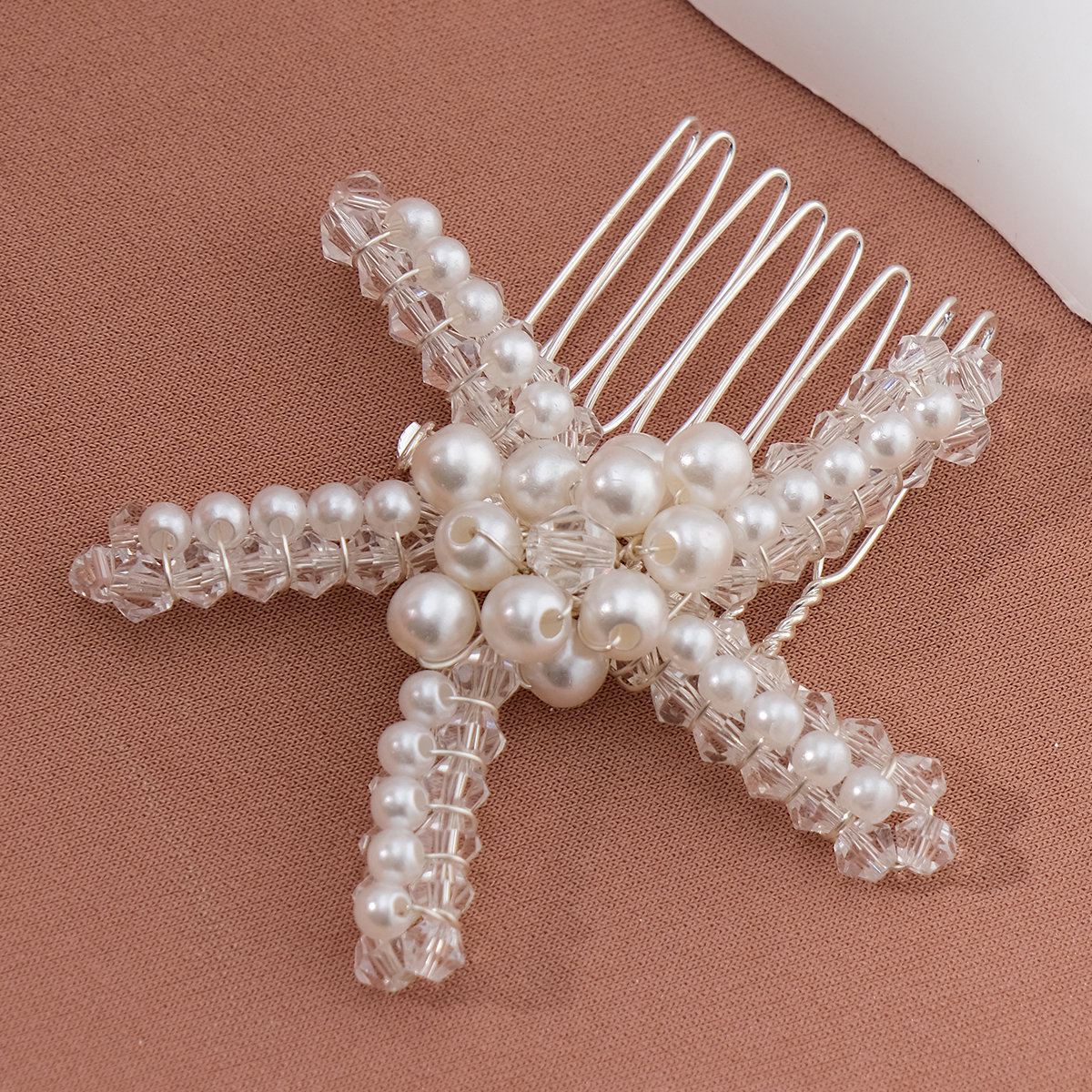 Women's Wedding Handmade Beach Starfish Imitation Pearl Beaded Insert Comb display picture 3