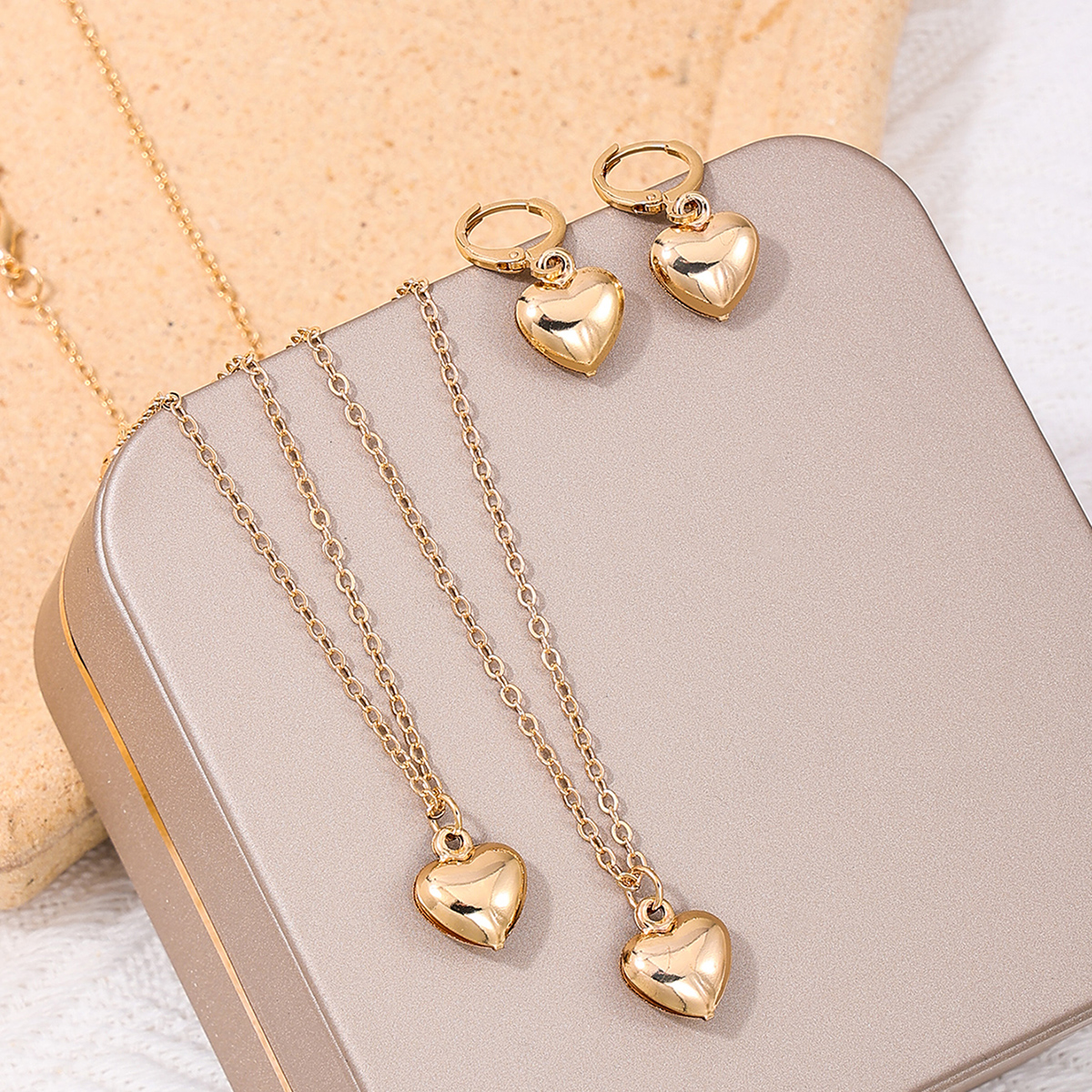 Simple Style Heart Shape Ferroalloy Women's Jewelry Set display picture 2