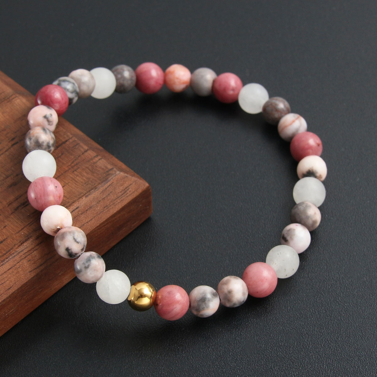 Sweet Round Stainless Steel Natural Stone Bracelets In Bulk display picture 7