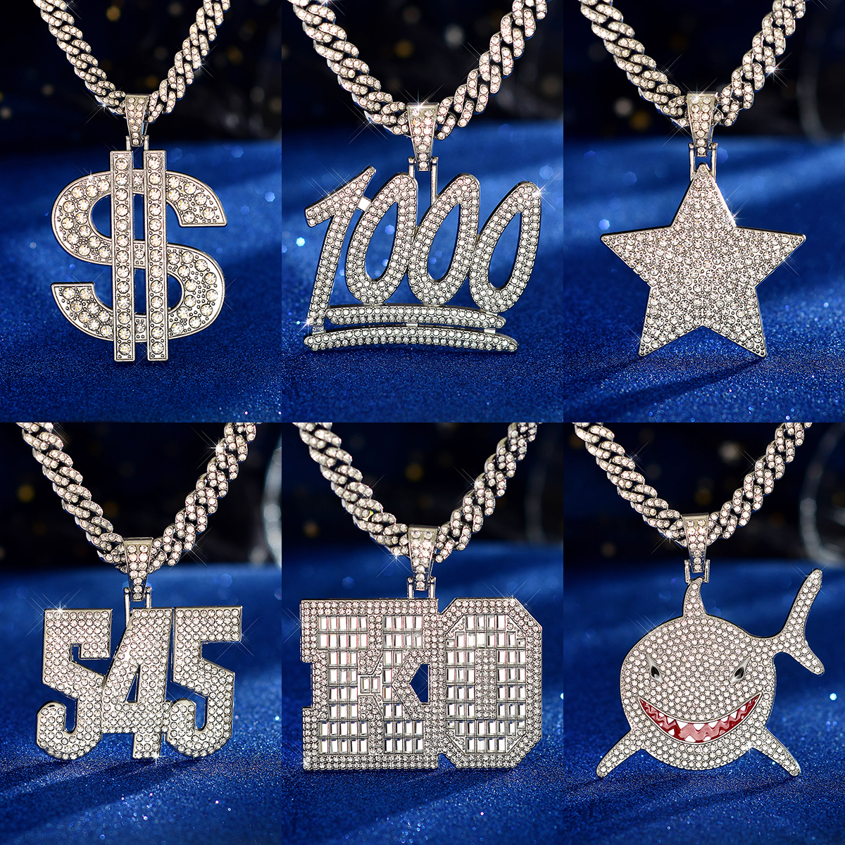 Hip Hop Animal Letra Número Aleación De Zinc Embutido Diamantes De Imitación Unisexo Collar Colgante display picture 3