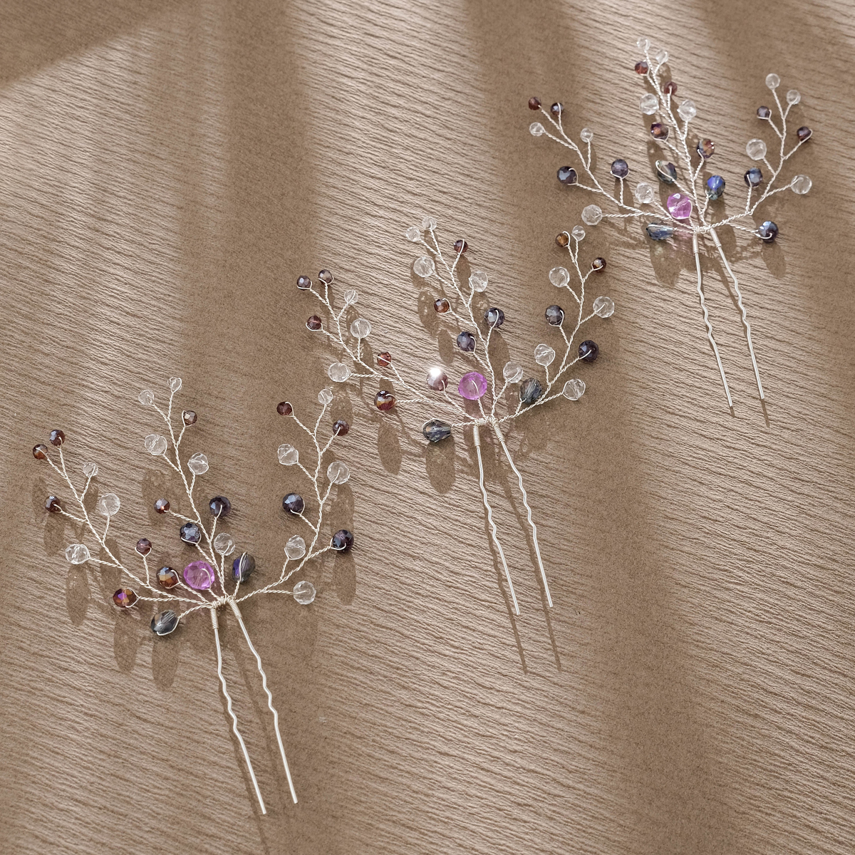 Women's Chinoiserie Handmade Bridal Flower Glass Beaded Hairpin display picture 9
