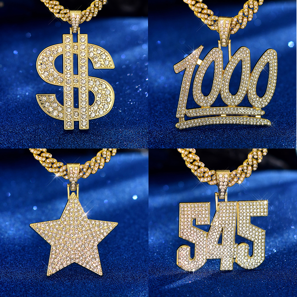 Hip Hop Animal Letra Número Aleación De Zinc Embutido Diamantes De Imitación Unisexo Collar Colgante display picture 4