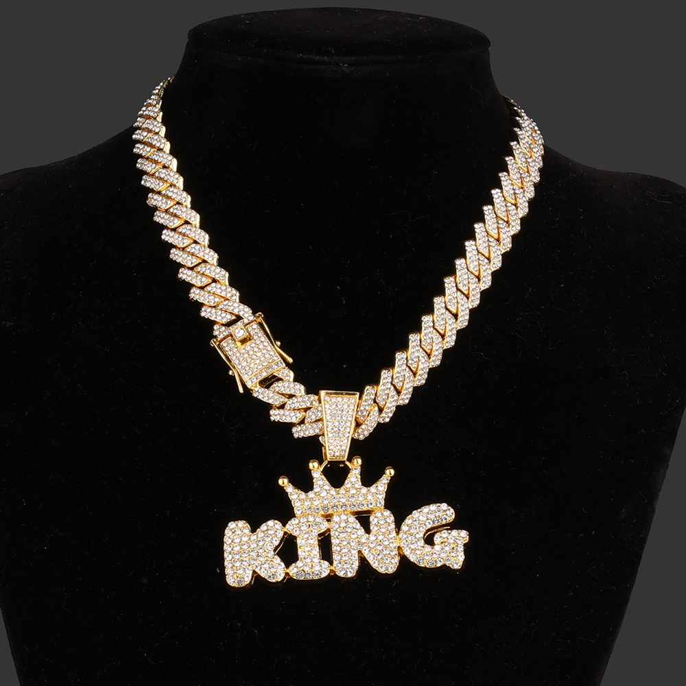 Punk Commute Letter Crown Zinc Alloy Polishing Plating Inlay Rhinestones Unisex Pendant Necklace display picture 3