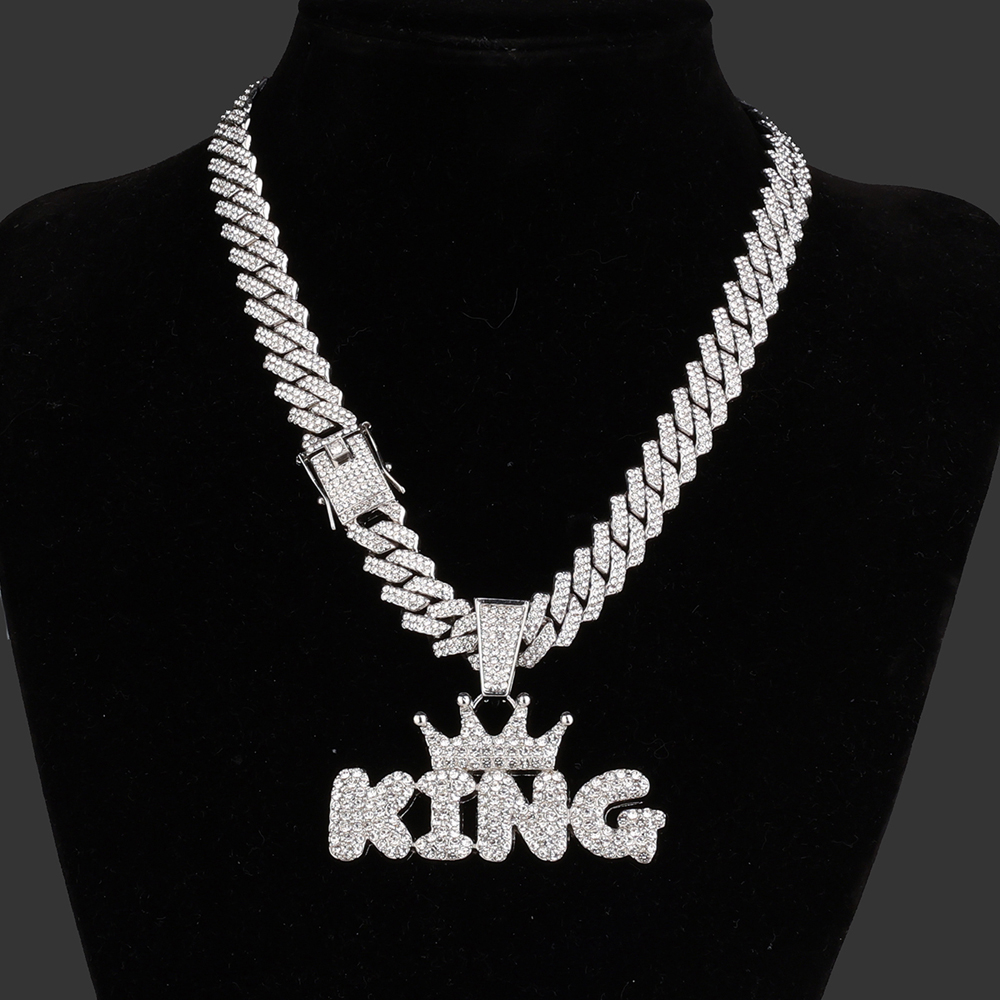 Punk Commute Letter Crown Zinc Alloy Polishing Plating Inlay Rhinestones Unisex Pendant Necklace display picture 2