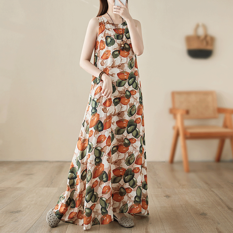 Women's Boho Dress Vacation Ethnic Style Bohemian Round Neck Sleeveless Printing Color Block Maxi Long Dress Daily Street display picture 1