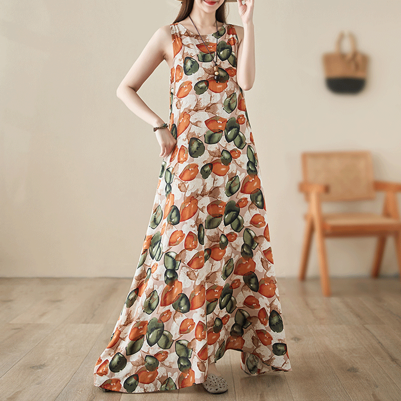 Women's Boho Dress Vacation Ethnic Style Bohemian Round Neck Sleeveless Printing Color Block Maxi Long Dress Daily Street display picture 4