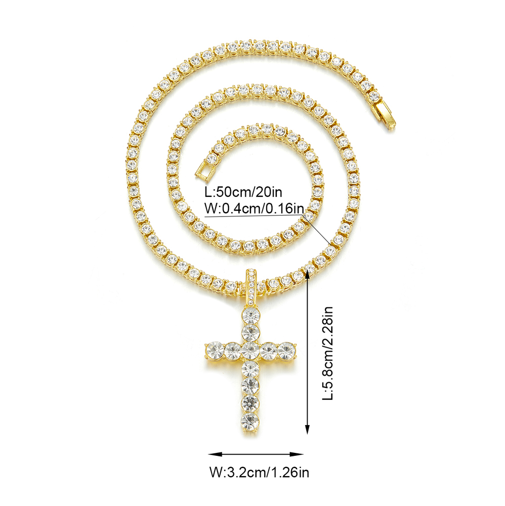 Hip-Hop Cross Zinc Alloy Polishing Inlay Rhinestones Unisex Pendant Necklace display picture 1