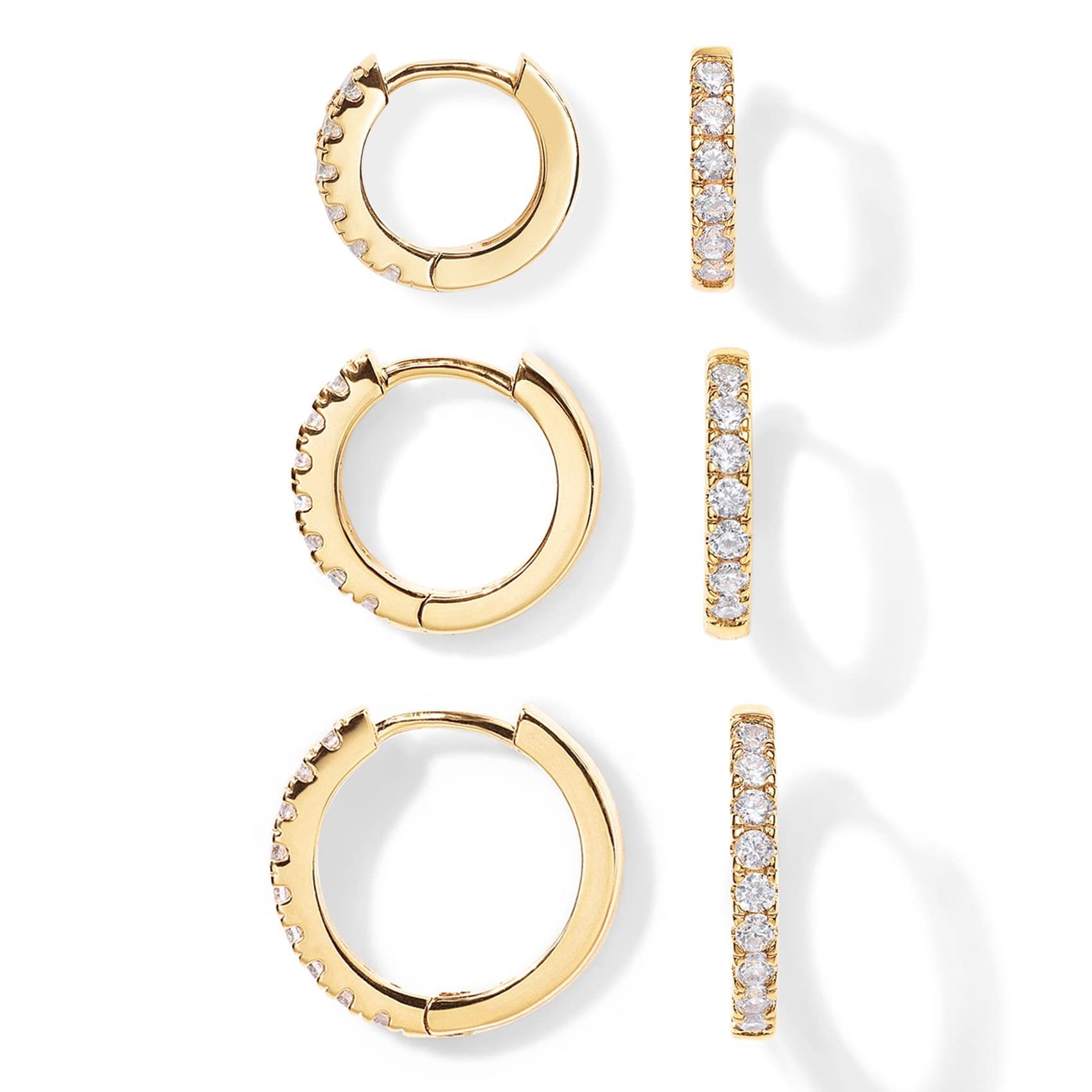 1 Paar Elegant Einfacher Stil Kreis Kupfer Zirkon K Vergoldet Reif Ohrringe display picture 2