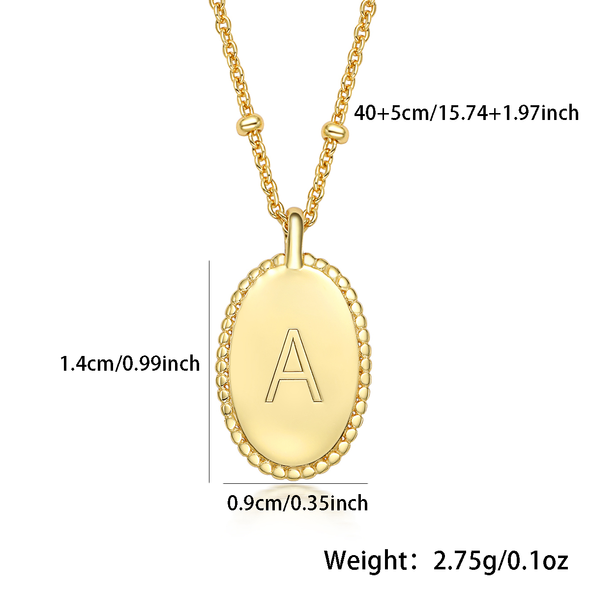 Sterling Silver Gold Plated Simple Style Roman Style British Style Letter Oval Pendant Necklace display picture 5