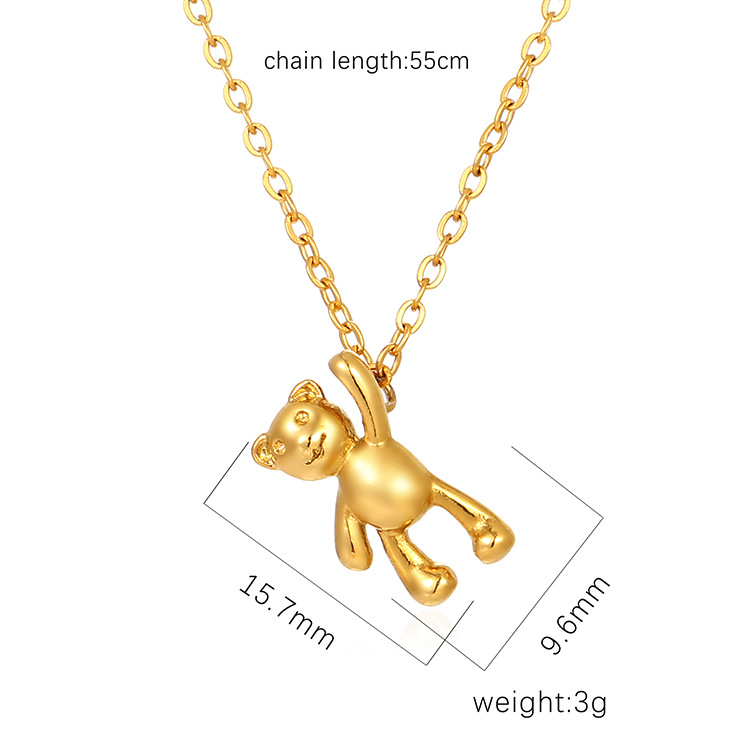 Stainless Steel Cute Bear Solid Color Plating Pendant Necklace display picture 3