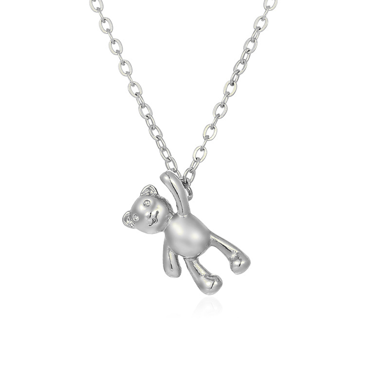 Stainless Steel Cute Bear Solid Color Plating Pendant Necklace display picture 4