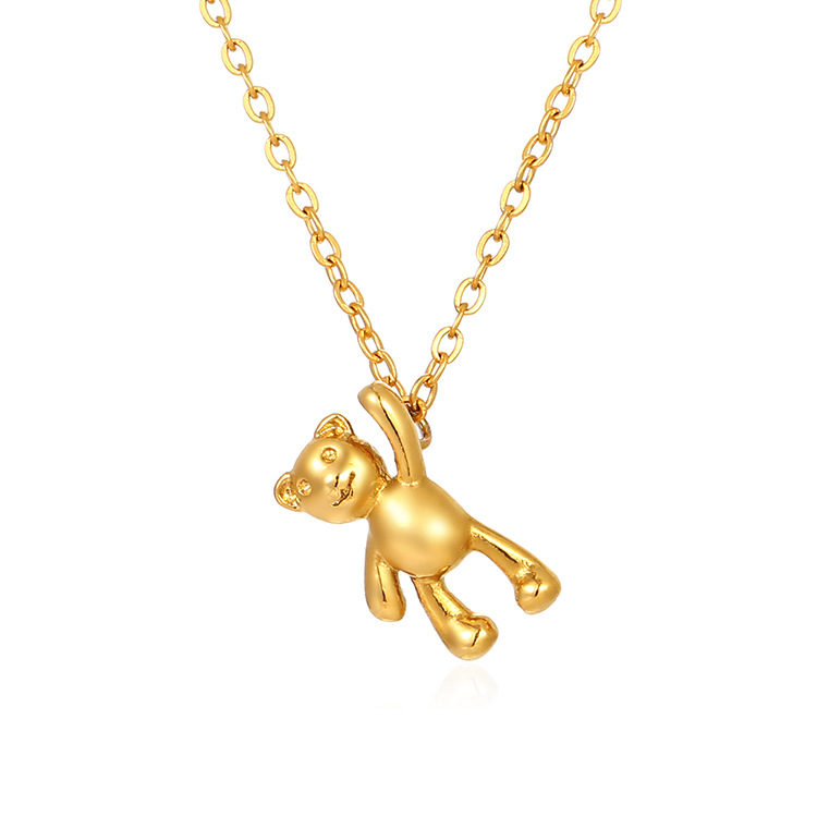 Stainless Steel Cute Bear Solid Color Plating Pendant Necklace display picture 5