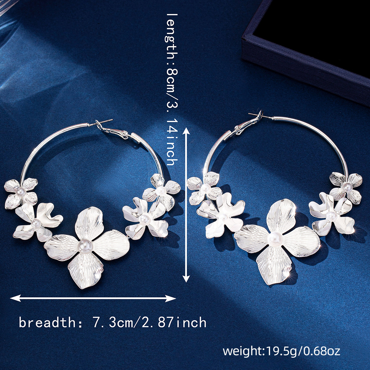 1 Pair Exaggerated Flower Ferroalloy Hoop Earrings display picture 7