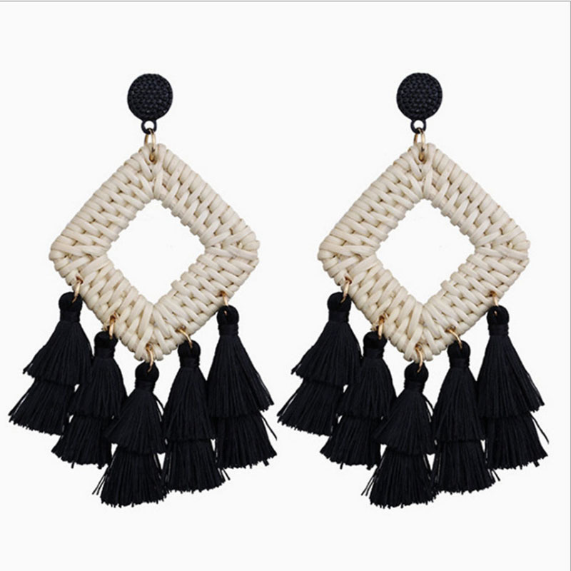 1 Pair Ethnic Style Geometric Rhombus Plating Alloy Drop Earrings display picture 2