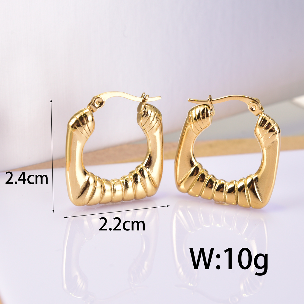 1 Pair Simple Style Geometric Inlay Titanium Steel Zircon 18K Gold Plated Earrings Ear Studs display picture 10