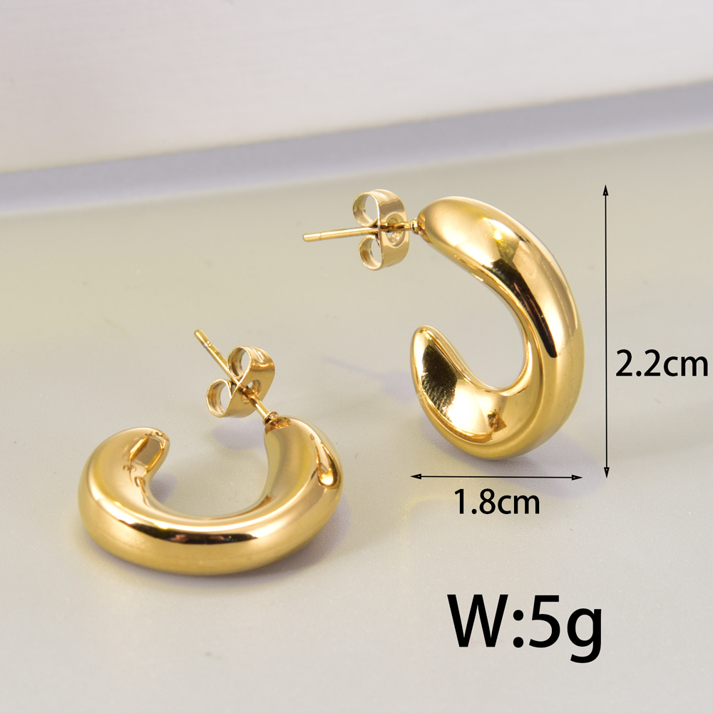 1 Pair Simple Style Geometric Inlay Titanium Steel Zircon 18K Gold Plated Earrings Ear Studs display picture 3