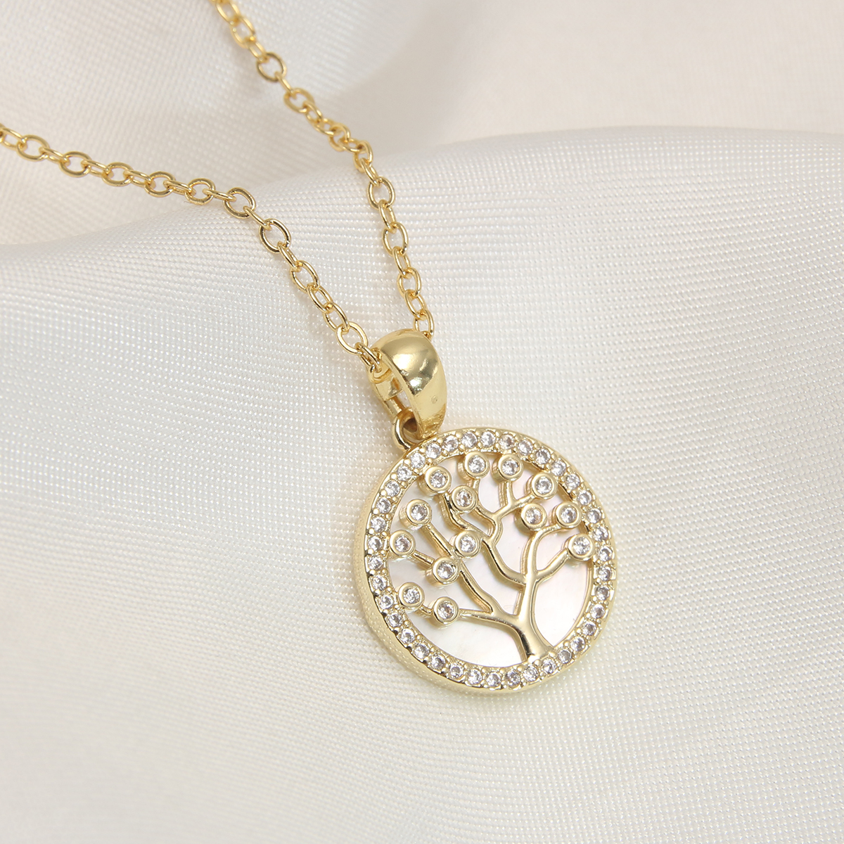 Estilo Simple Viajar Diariamente Forma De Corazón Arbol De La Vida Ojo Acero Inoxidable 304 Cascarón Esmalte Enchapado Cascarón Chapados en oro de 18k Mujeres Collar Colgante display picture 7