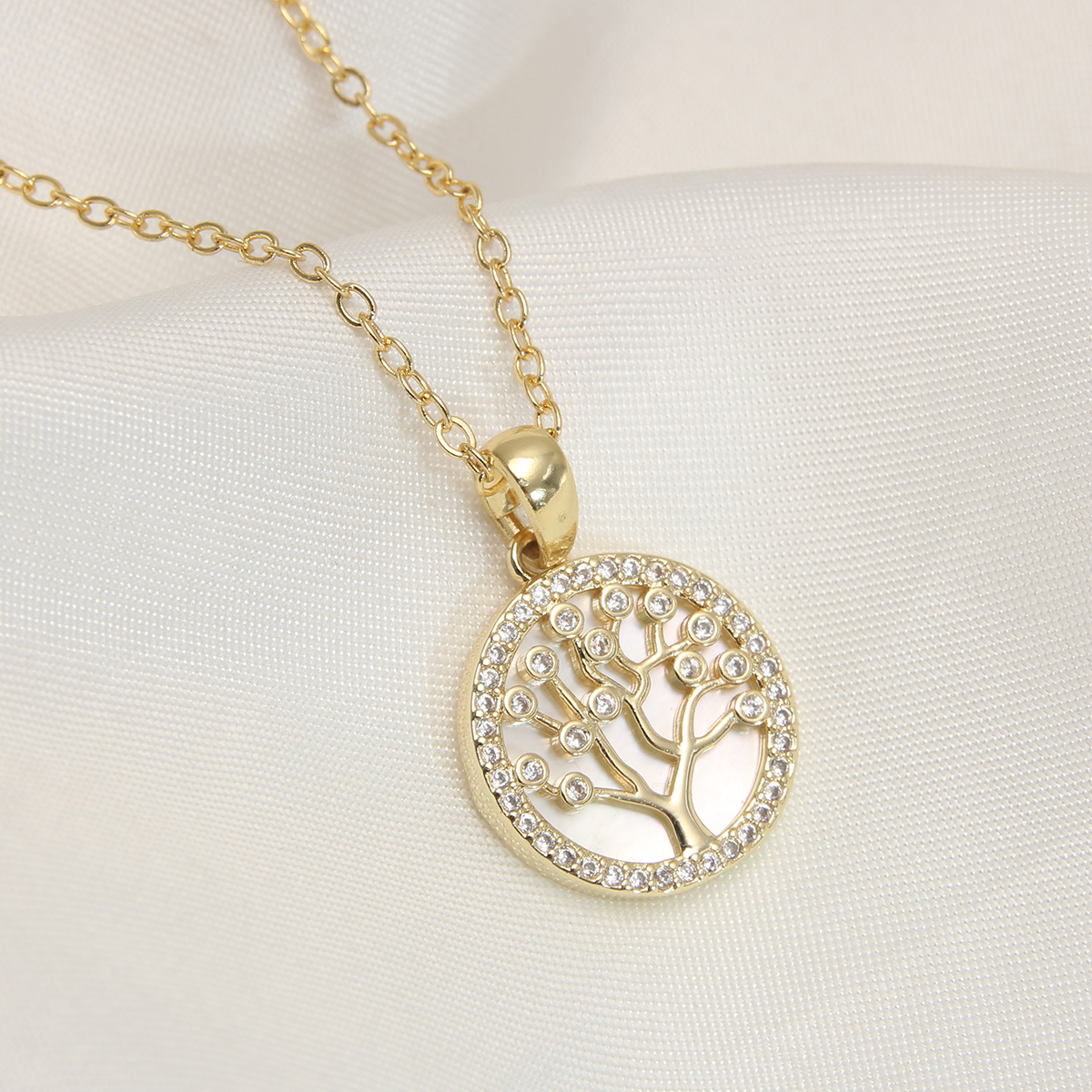 Simple Style Commute Heart Shape Life Tree Eye 304 Stainless Steel Shell Enamel Plating Shell 18K Gold Plated Women's Pendant Necklace display picture 7