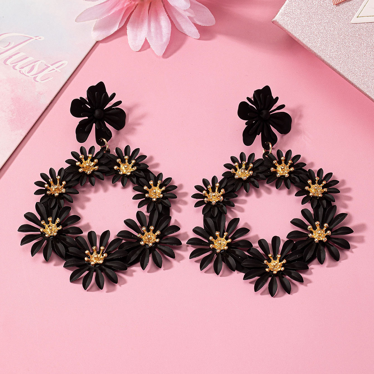 1 Pair Exaggerated Bohemian Sweet Flower Alloy Drop Earrings display picture 4